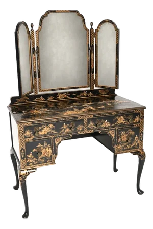 Antique Lacquered Chinoiserie Dressing Table, 1900