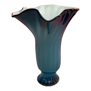 Art Glass Bluish Teal Handkerchief Vase