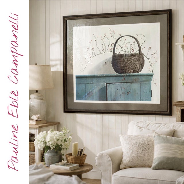 Sky Blue Vintage Campanelli Pauline Eble Framed Still Life Print, Wild Rose Berries, 35"w X 30"h For Sale - Image 8 of 8