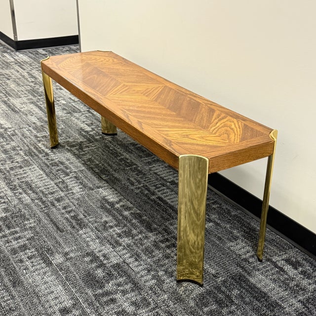 Wood Mid-Century Lane Furniture Wood and Brass Bench or Table For Sale - Image 7 of 8