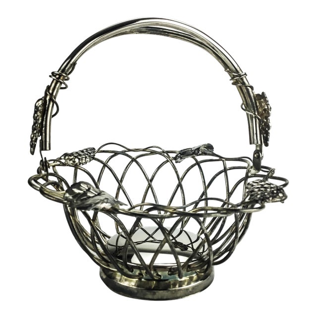 Studio Silversmiths Grape Theme Silver Plate Basket For Sale