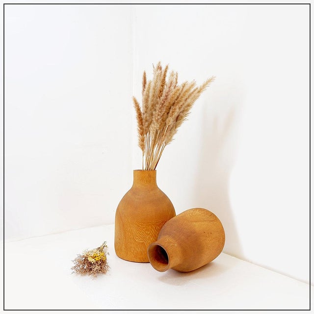 Vintage Decorative Vases in Paulownia Wood, Set of 2 For Sale - Image 9 of 9