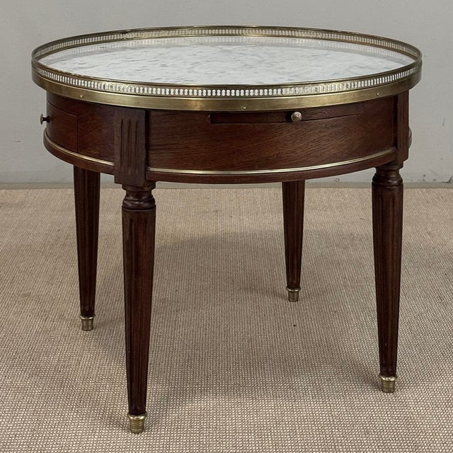 Auburn Antique French Louis XVI Mahogany Marble Top Bouillotte Table For Sale - Image 8 of 18