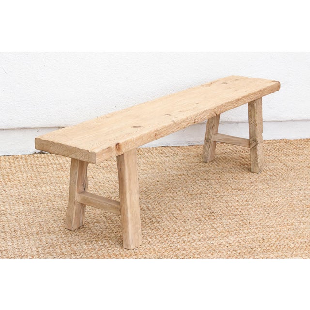 Minimalist Rustic Long Dining Bench For Sale In Los Angeles - Image 6 of 7