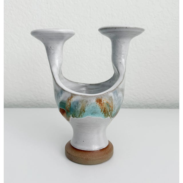 1970s Ceramic Candle Holder Vase, Signed For Sale In Sacramento - Image 6 of 12