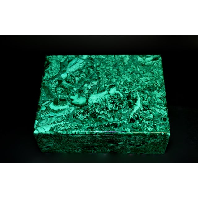 Rare Huge Natural Malachite Box 8" For Sale In Los Angeles - Image 6 of 12
