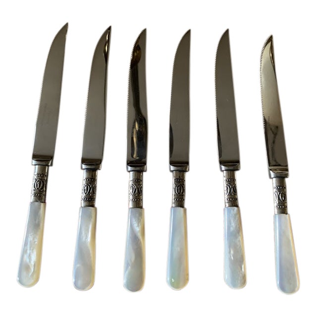 Mother Of Pearl And Stainless Sheffield England Knives Set Of 6