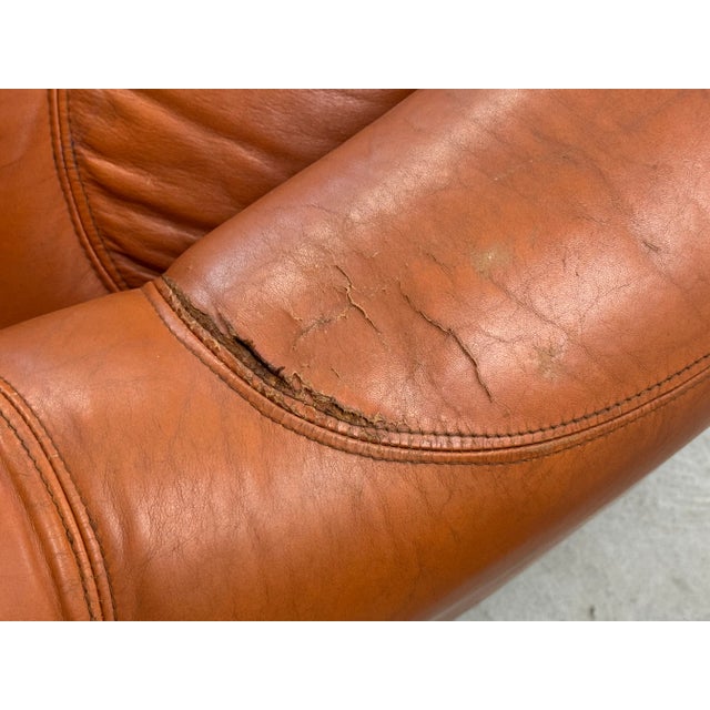 Chrome 1970s Guido Faleschini for Mariani Leather and Chrome Swivel Lounge Chair For Sale - Image 8 of 8