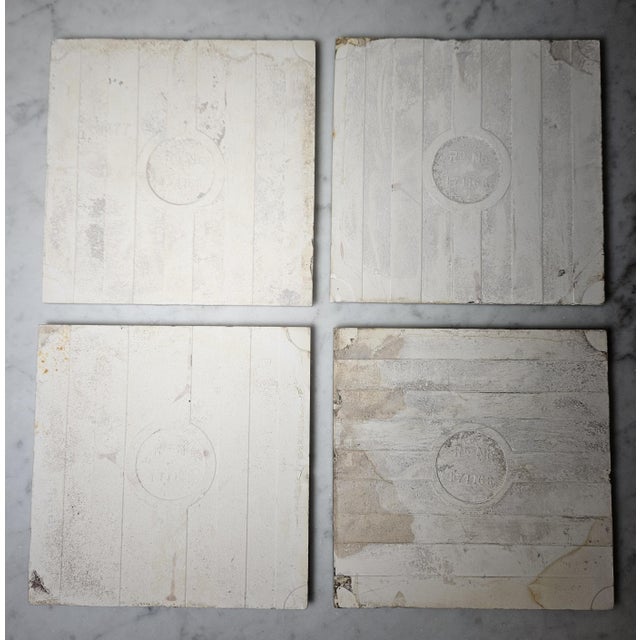 4 Mint, 6x6 Lewis Foreman Day "Embossed Floral" Tiles for Pilkington's Tile & Pottery of England For Sale - Image 9 of 12