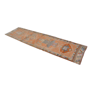 1960s Oushak Terracota Wool Runner