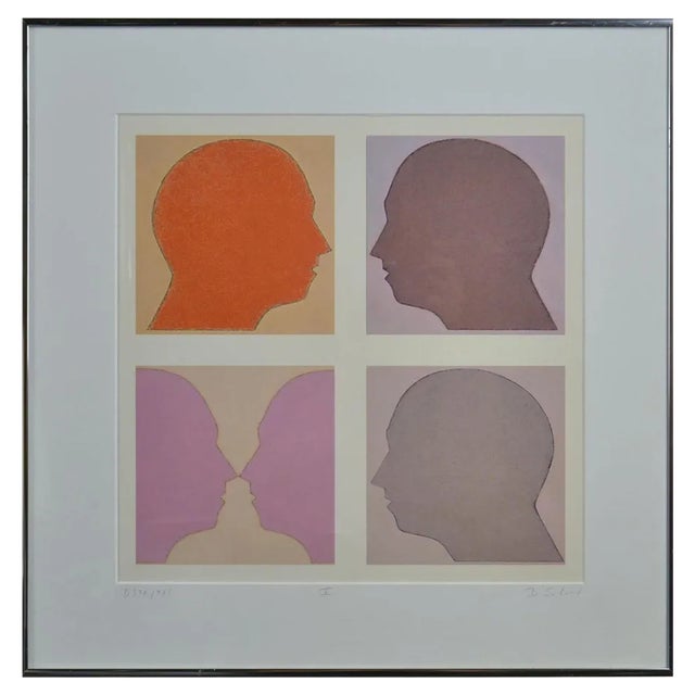 Beate Selzer, Silhouette Faces, 1990s, Lithograph, Framed For Sale