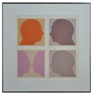 Beate Selzer, Silhouette Faces, 1990s, Lithograph, Framed
