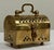 Vintage pierced brass cricket box with domed lid and ball feet. Handle to top and brass clasp to hold treasures securely....