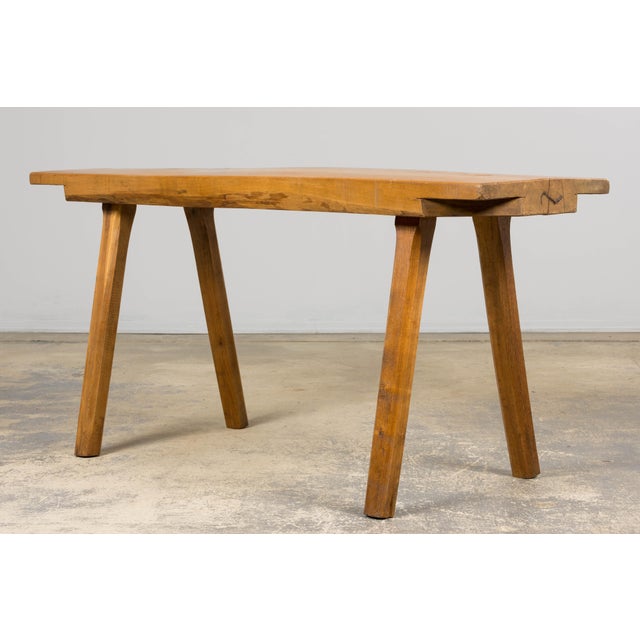 French Brutalist Butcher Block Fruitwood Kitchen Island Table For Sale - Image 14 of 16