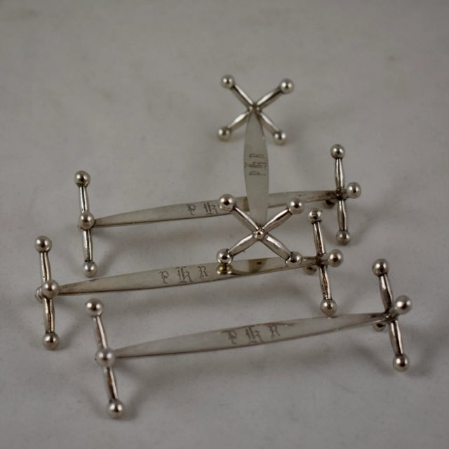 Austrian 900 Sterling Silver Jack End Knife Rests- Set of 4 For Sale - Image 10 of 10