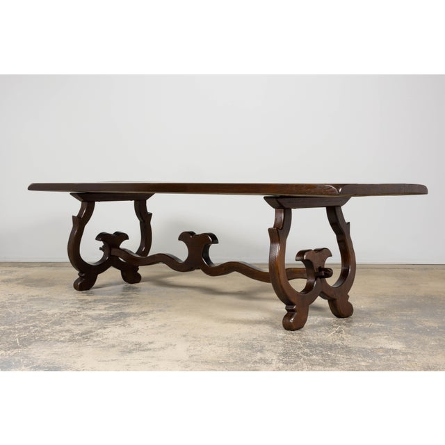 19th Century Spanish Oak Refectory Table With Monumental Trestle Base For Sale - Image 9 of 18