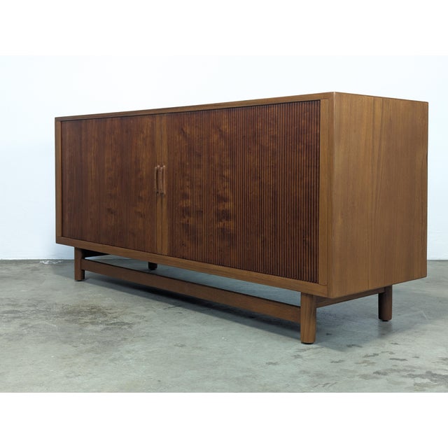 Brown 1960s Danish Mid Century Modern Teak Tambour Door Credenza by Worts Mobler For Sale - Image 8 of 12
