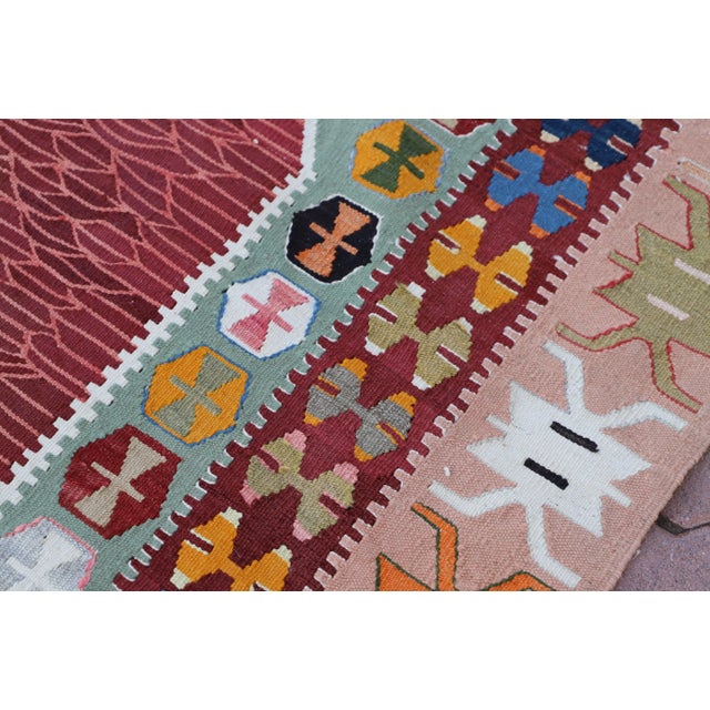 1980s Southwestern Red Handwoven Kilim For Sale - Image 4 of 13