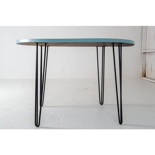 Blue 1960s Large Round Ceramic Tile Table in the Style of Aegitna Vallauris For Sale - Image 8 of 13