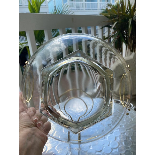 1950 Jeanette Glass & Brass Serving Chip and Dip Bowl For Sale In Dallas - Image 6 of 8