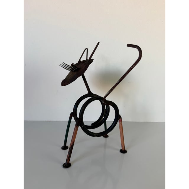 Vintage Handmade Folk Art Metal Cat Sculpture For Sale - Image 11 of 12