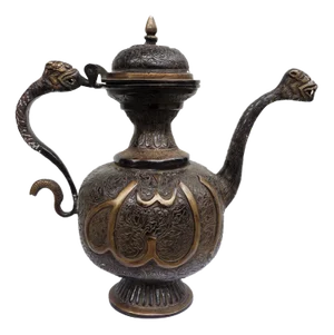 Vintage Islamic Teapot in Brass and Bronze, 1950s