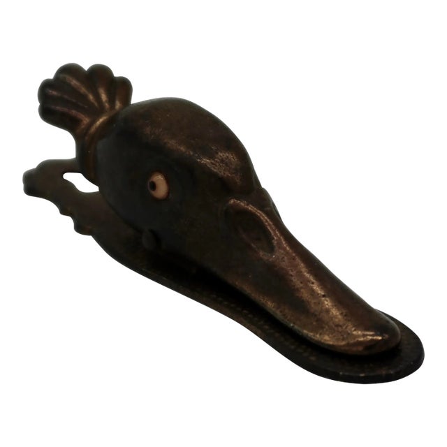 1920s Antique Cast Metal Duck Paper Clip For Sale