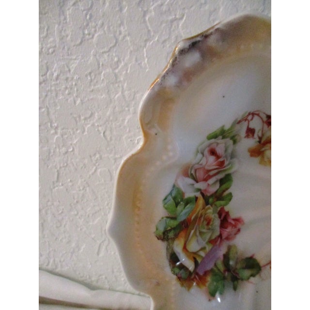 1920s German Hand-Painted Divided Floral Bowl For Sale - Image 4 of 9
