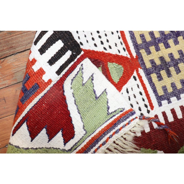 Mid 20th Century Zabihi CollectionTurkish Kilim Prayer Scatter Size Rug For Sale In New York - Image 6 of 18