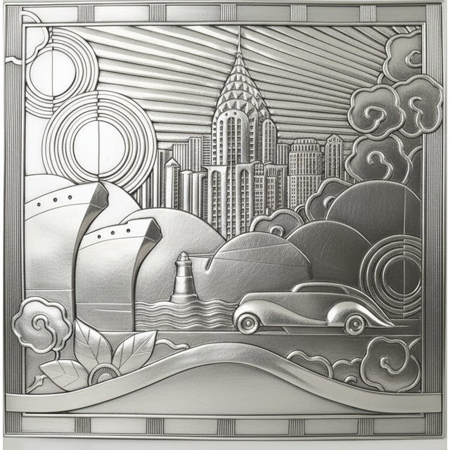 Art Deco Monumental Art Deco Nyc Cityscape Bas Relief Panel — Chrysler Building — Limited Edition For Sale - Image 3 of 3
