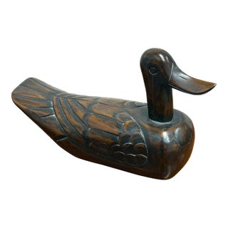 Folk Art Hand Carved Wooden Duck For Sale