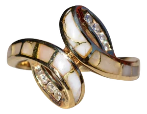 The Conyer: Ladies Signed 14K Yellow Gold Ring set with Gold in Quartz and Diamonds
