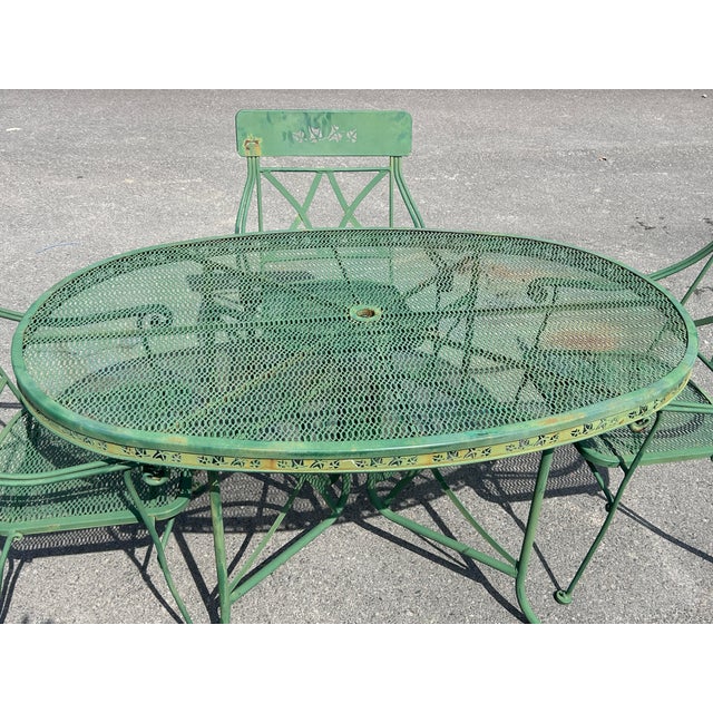 Vintage Wrought Iron Patio Set Table and 4 Chairs **** For Sale - Image 10 of 11