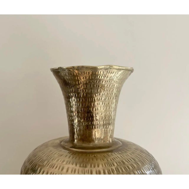 Vintage Hammered Brass Vase For Sale - Image 4 of 6