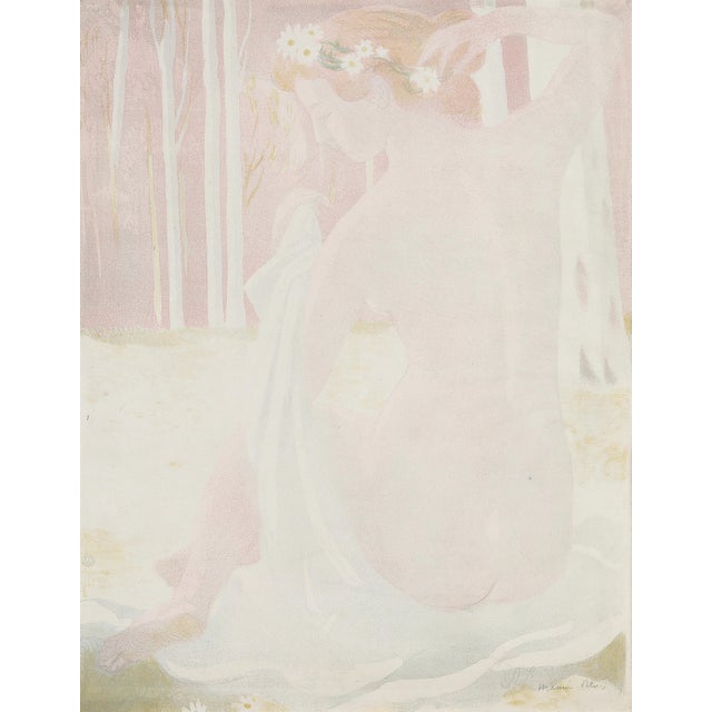 Maurice Denis, Nude, Nymph Crowned with Daisys, 1899, Color Lithograph, Framed For Sale - Image 3 of 9