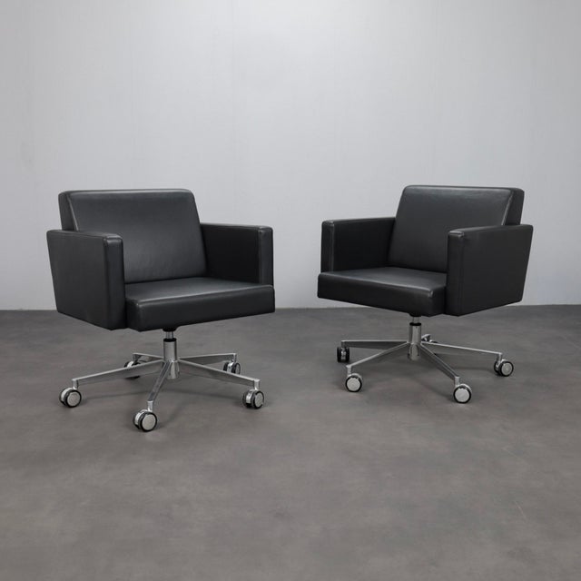 Leather Swivel Armchairs by Poltrona Frau, Italy, 1990s, Set of 2 For Sale - Image 12 of 12