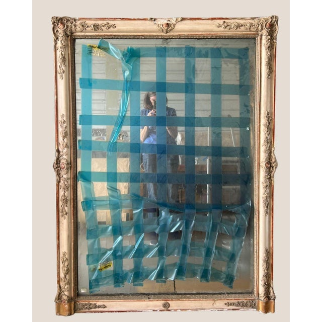 Shabby Chic French 19th Century Mantel Mirror With Original Glass & Paint For Sale - Image 3 of 17