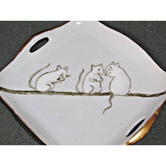Signed M. Schippel Hand-Painted Mice Handled Plate, c.1910–1930 For Sale - Image 4 of 11