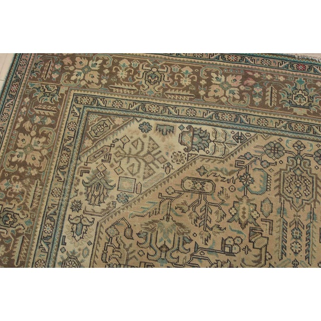 Textile Tabriz Rug 9’8” X 12’9” Pink Wool Vintage Distressed Hand-Knotted Carpet For Sale - Image 7 of 15