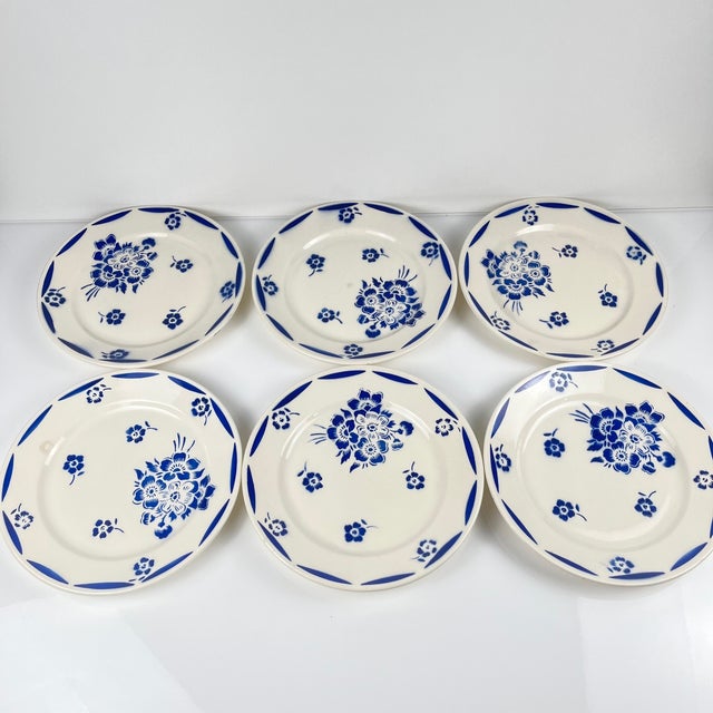 Vintage Semi-Porcelain Dessert Plates from Badonviller, 1920s, Set of 6 For Sale - Image 4 of 11