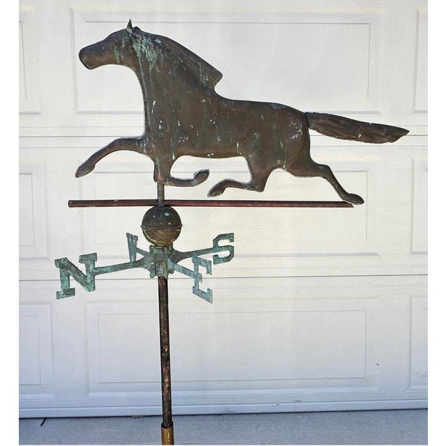 American Exceptional 19th Century American Copper Running Horse Weathervane Original Stand For Sale - Image 3 of 18