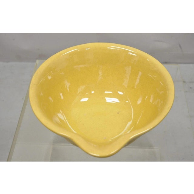 Mid 20th Century Mid 20th Century American Provincial Country Primitive Yellow Pottery Ceramic Wash Basin Bowl For Sale - Image 5 of 9