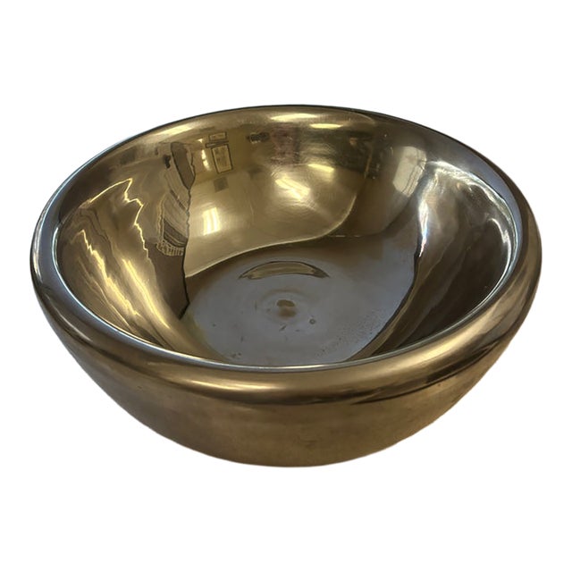 Sculptural Silver-Tone Metal Decorative Bowl For Sale