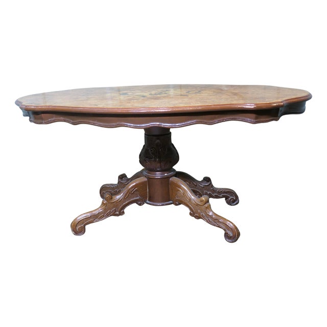 Large Regency Style Birdseye Veneer Coffee Table, 1930s For Sale