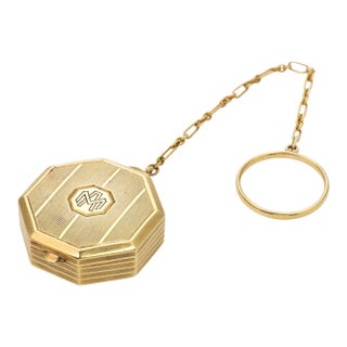 Mid 20th Century Cartier Retro 14k Yellow Gold Pill Box For Sale