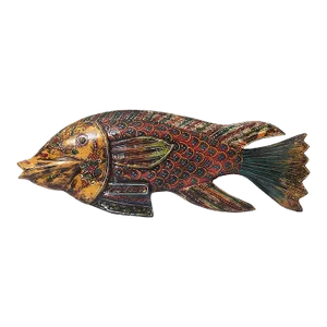 Early 21st Century Far Pavilions Wooden Hand Painted Eclectic Fish Decor