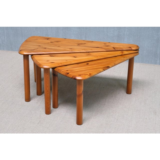 Swedish Modern Modular Fan-Shaped Coffee Table in Pine Wood, 1960s For Sale - Image 14 of 14