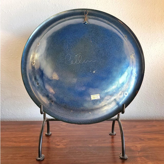 Metal Enamel on Copper Wall Plate by Ubaldo Cinciarini for Studio Cellini Rame d'ARTE Pesaro (Italy) 41.5cm For Sale - Image 7 of 12