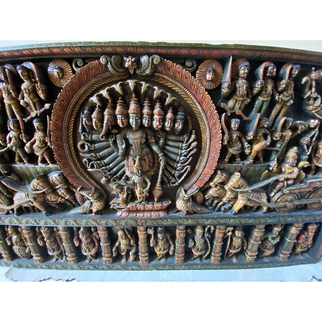 Indian Oriental Wood Carving Sculpture For Sale - Image 3 of 7
