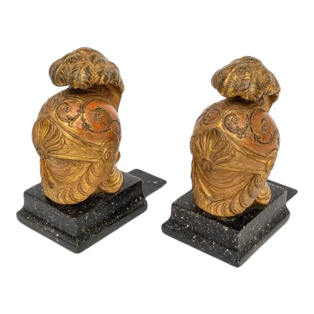 Borghese Helmet Bookends Neoclassic 1930s Italy For Sale